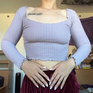 Long Sleeve Crop Top Lavender Purple